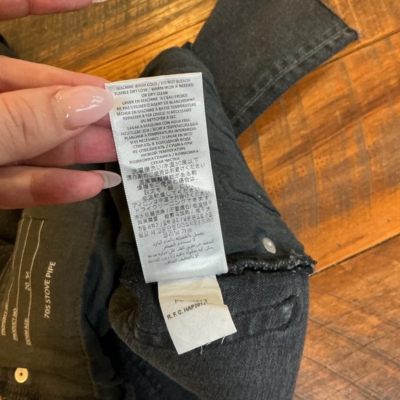 RE/DONE Comfort Stretch High Rise Stove Pipe Jeans Washed Noir Black Size 27 - Picture 9 of 16